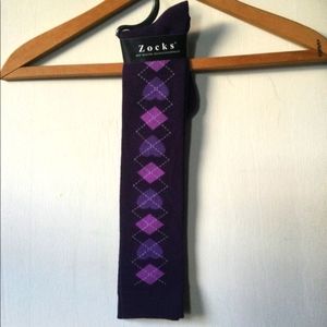 New with tags purple argyle patterned knee highs